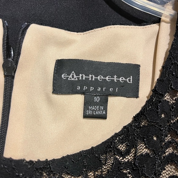 Women's Black Lace over nude color dress Macy's Brand Connected…NWOT - Picture 12 of 12